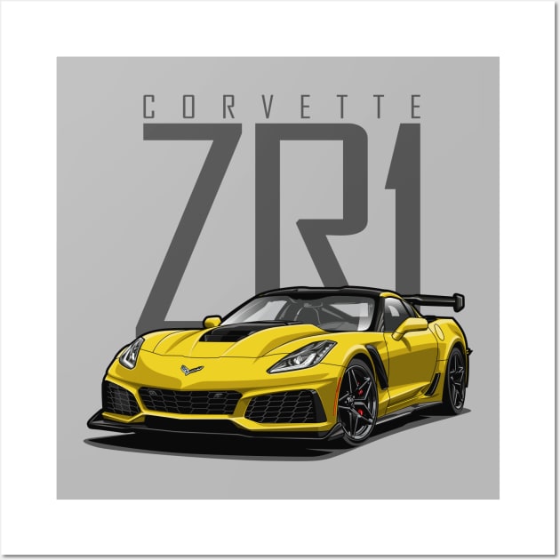 Chevy Corvette C7 ZR1 (Accelerate Yellow) Wall Art by Jiooji Project